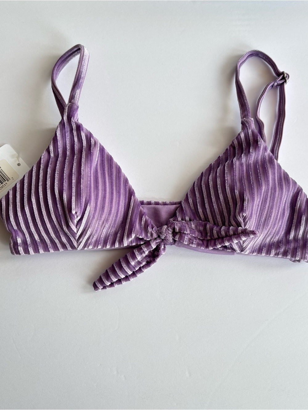 Dippin' Daisy's Charisma Bikini Top Lavender Ribbed Velvet Tie-Front